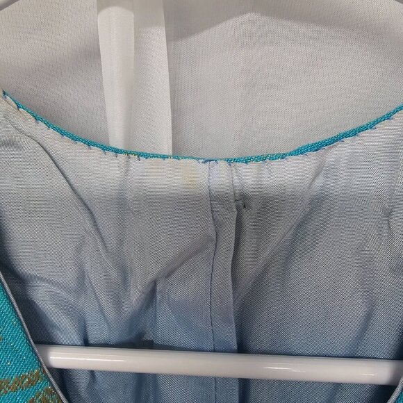 Turquoise Gold Metallic Embroidered Tunic Button Tank Vest Boho Ethnic S - Picture 8 of 9